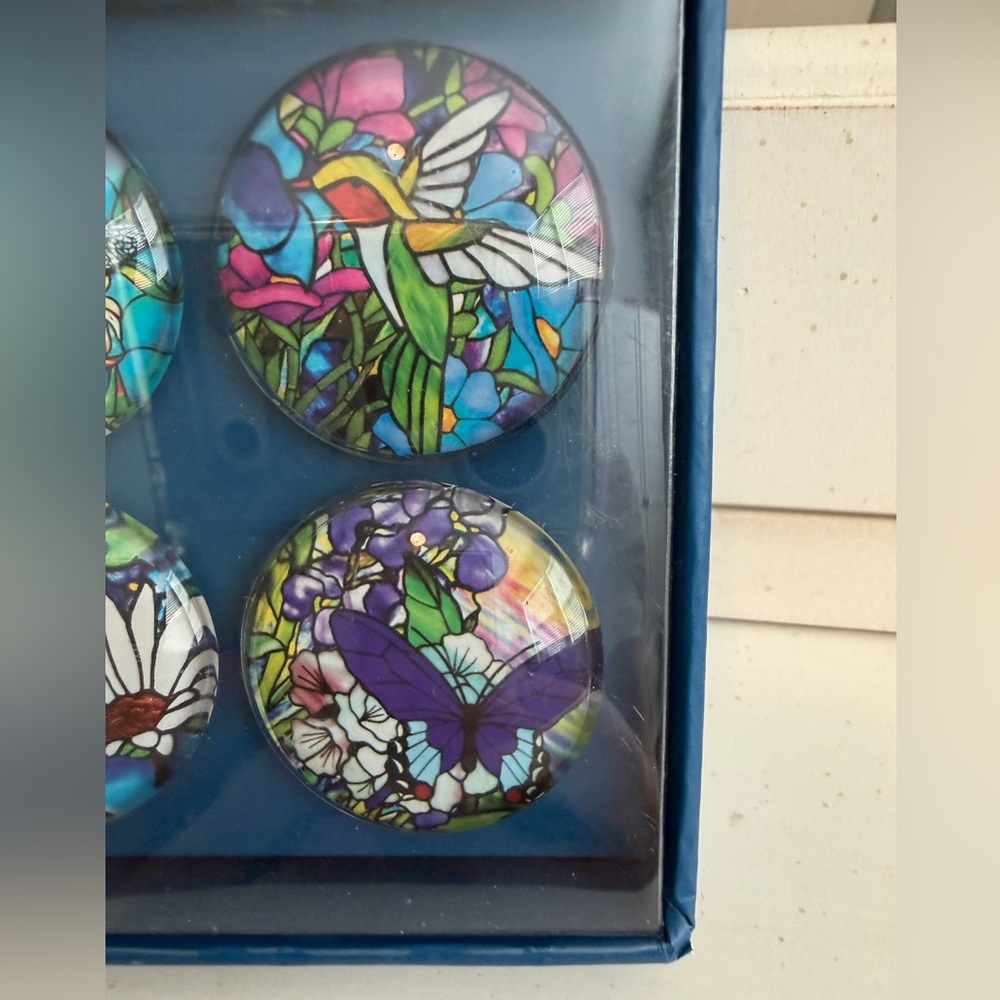 Bubble Magnets Stained Glass Set - Floral & Nature Designs NIB - Picture 5 of 7
